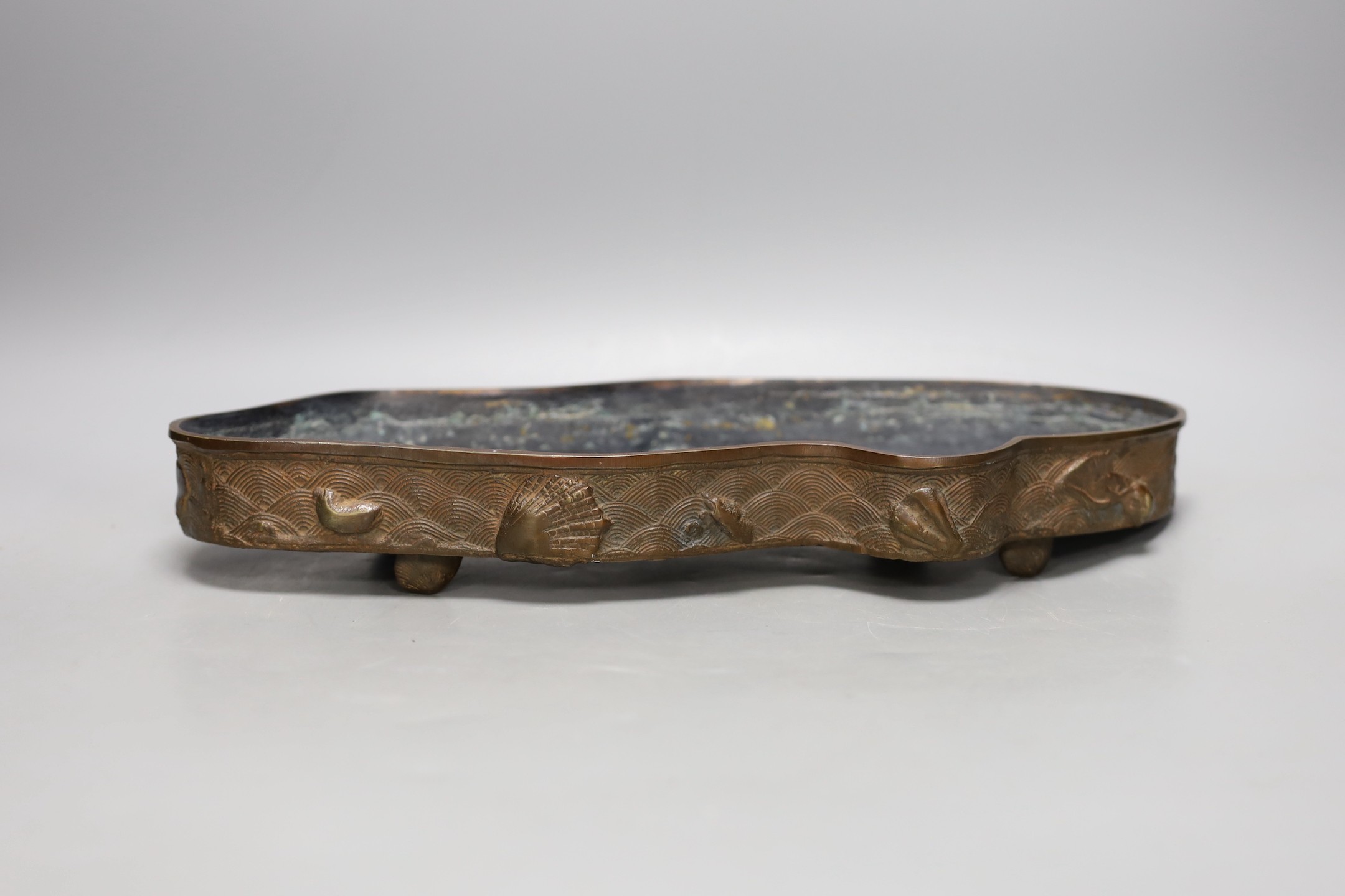 A Japanese Meiji bronze bonsai planter - 38cm wide